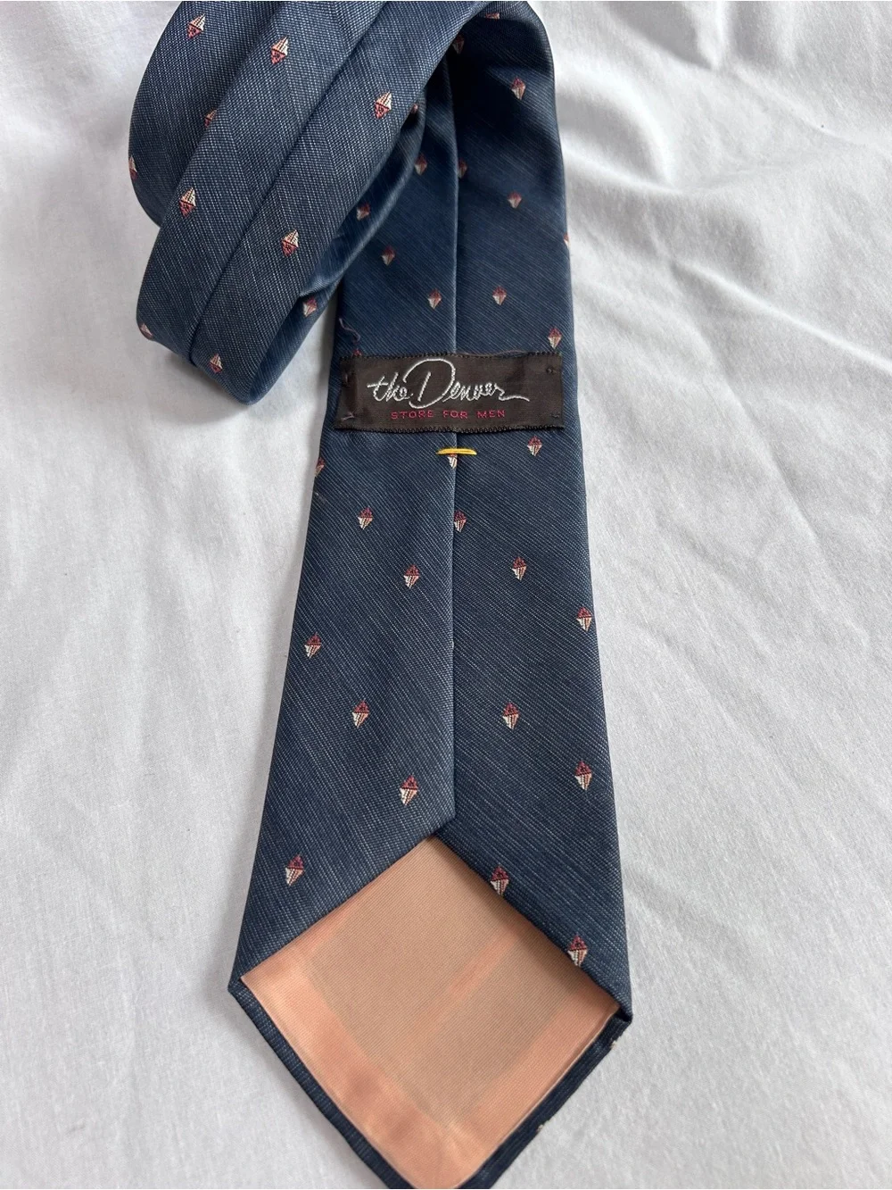 Navy Men's Tie with Small Red Diamond Motif